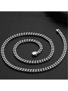 This Men's Cuban Chain Necklace Is Made Of Stainless Steel, Featuring A Secure Clasp Design And A Brilliant Silver Luster. The Chain Width Is Available In 7mm And 9mm Options, With Lengths Ranging From 18 Inches, 20 Inches, 22 Inches, 24 Inches To 28 Inches, Catering To Various Style Preferences.