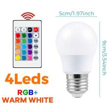 25W LED RGB 燈泡 附遙控器 E27/E26 多色 85-265V 可調光 變色 嵌入式天花板燈 10W 智慧電競 客廳 臥室 聖誕節 萬聖節 夜間照明 15W 4 種動態模式 吧檯射燈 20W 背光牆面氛圍燈 5W - RGB Bulb-with 24key Remote(E27/E26) - 查看 17