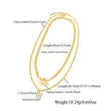 2pcs/Set New Fashion Letter Pendant Round Spring Clasp Gold Stainless Steel Chain Multilayer Necklace, For Women - Gold Micro-applique Letters - View 2