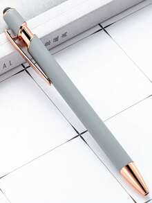 1/5/10/20/36pcs Customized Text/Logo Personalized Luxury Soft Touch Rose Gold Elegant Custom Rubber Stylus Ballpoint Pen, Aluminum Barrel Ballpoint Pen, Perfect Gift For Bridesmaids, Women, Kids, Students, Teachers, Family And Friends