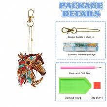 5pcs/Set Akhal-Teke Horse Diamond Art Keychain, 5D DIY Craft Kit For Beginners, Acrylic Rhinestone Pendant For Bags & Accessories, Perfect Gift Idea, Round Diamond Painting Kit