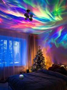 Aurora Wave LED Projector - 2-In-1 Northern Lights & Ocean Wave Night Lamp With Remote, 14 Vibrant Effects, Powered Via Supplied Cable, Ideal For Bedroom, Game Room, Home Theater Decor, Ambiance Lighting & Relaxation - cực quang - Xem 5