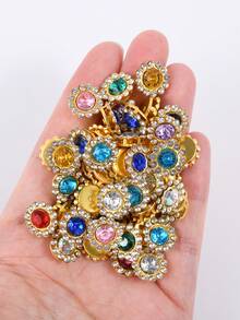 100pcs/Pack, 10mm 12mm Mixed Color Gold Base Claw Rhinestones, Hand-Sewn Sunflower Claw Rhinestones, Hand-Sewn Glass Rhinestone Beads, Sunflower Rhinestone Beads For Clothing Accessories