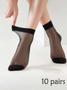 10/20pcs Solid Color Crew Socks, Casual Wear For Daily Life And Home,It Is The Perfect Gift For Christmas Or Valentine's Day - Beige - View 11