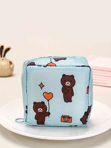 1 Pc Super Cute Portable Cartoon Female Sanitary Napkin Storage Bag, Ladies And Girls Menstrual Sanitary Napkin Bag, Large Capacity Storage Sanitary Napkin For Coins, Cosmetics, Tissues And Other Small Items, Suitable For Ladies Business Travel, Travel, Students Back To School