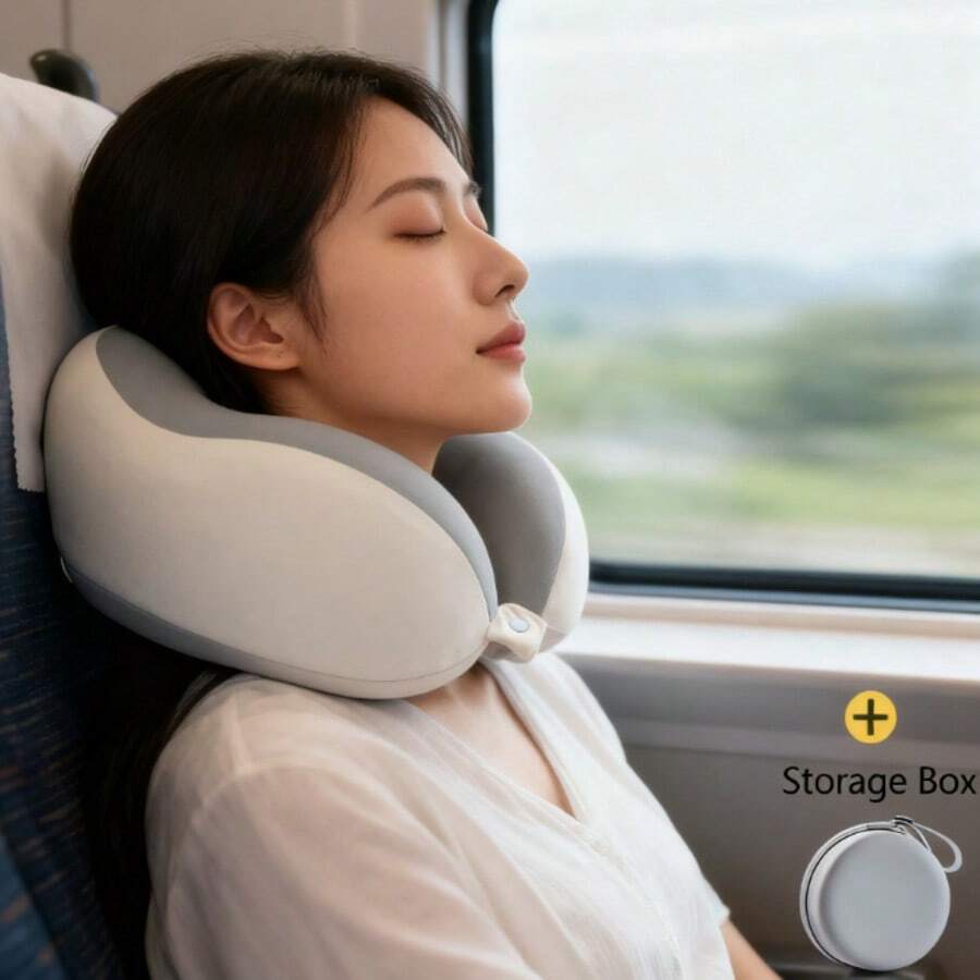U-Shaped Neck Pillow-The Portable Neck Support Essential For Students, Office Workers, Drivers, And Travelers. Removable And Washable. Minimalist Design. Memory Foam Material. Lightweight And Portable-The Top Choice For Airplane Pillows. Adds Comfort To Your Journey. Soft And Comfortable For Daily Home Use. The Ultimate Travel Companion. - xám - Xem 1
