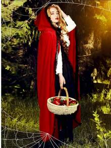 1 chiếc áo choàng ren có mũ, trang phục phù thủy Halloween, trang phục ma cà rồng hóa trang Giáng sinh. - áo choàng - Xem 1