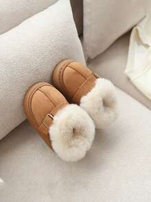 1 双婴幼儿冬季鞋，软底防滑女婴学步鞋，公主短靴，婴幼儿保暖内衬靴