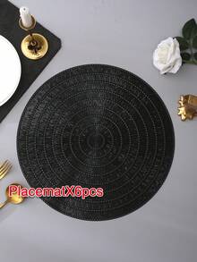 Placemats Set Of 4 PVC Place Mats For Kitchen Table Indoor/Outdoor Washable Heat-Resistant Placemat Wipeable Dining Table Mats For Camping, Festival, Wedding, Party - Black - View 5