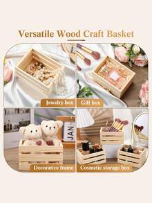 1/3pcs Small Wooden Storage Box, Suitable For Desktop Organization, Suitable For Home Office Storage Rack, Small Storage Basket Container,Halloween Decorations, Suitable For Halloween, Christmas, Holiday Gifts, Holiday Ornaments ﻿