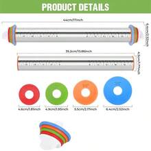 1PC Adjustable Stainless Steel Rolling Pin With Thickness Ring, Multi-Purpose Dough Roller For Baking, Pizza, Pies, Pastries, Pasta, Biscuit Making - Ideal For Christmas, Halloween, Easter, Thanksgiving, Practical Kitchen Baking Tools, Halloween Gifts - Multicolor - View 3