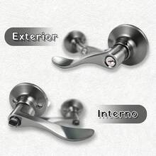 FUMETAX Cerradura de Manija de Cromo Espejo y Níquel Satinado Cerradura de Puerta Palanca de Puerta para Recámara, Paso y Baño con Llave SW-54ET03SN20 - Cromo Espejo - Ver 3