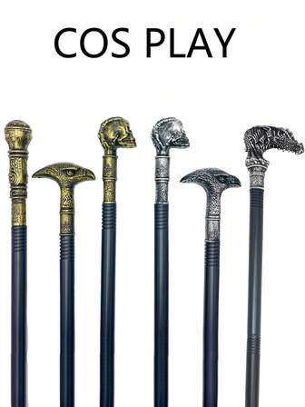 1 件青铜色和深灰色女王权杖 COS 武器道具，鹰头、骷髅头、龙头，适合万圣节化妆舞会、派对表演、节日和日常使用