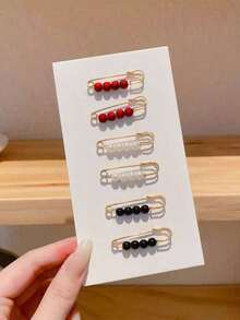 6pcs Women's Black & White Pearl Brooch Adjustable Clothing Waist Fix Accessory, Waist Cinchers For Pants/Dress, Anti-Flashing(No Card Paper) Dress Accessories Pin For Clothes Bag Charm School Office Accessories Shirts Jacket Jewelry Christmas Halloween Clothes Pin Funny Cute Teacher Gifts Costume Accessories Bag Charms - Multicolor - View 6