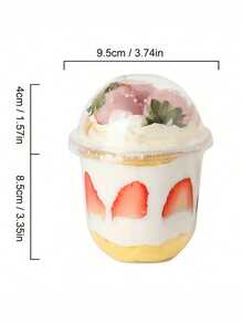 250ml/360ml/500ml Transparent Plastic Summer Dessert Cup With Lid. A Multi-Purpose Bowl That Can Hold Yogurt, Pudding, Ice Cream, And Fruits. Suitable For Cakes, Mousse, Milkshakes, Yogurt, Ice Cream, Fruits, Parties, And Meals. - Multicolor - View 7