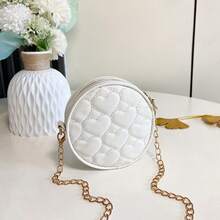 1pc Women's Embroidered PU Leather Small Round Shoulder Bag, Fashion Crossbody Bag