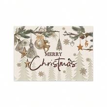 1/4/6 pezzi Tovaglietta natalizia, tovaglietta con stampa di albero di Natale, fiocco di neve e campana, tovaglietta antiscivolo e isolante per tavolo da festa natalizia, decorazione per feste, ristoranti e cucina, regalo di Natale raffinato