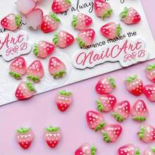 20/50/100pcs Fruit Strawberry Design Nail Art Decorations, DIY For Hair Clips And Phone Cases, Suitable For Spring And Summer - Manicure Strawberry - View 4