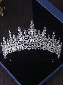 Luxury Purple Crown Pendant Necklace Earrings Bridal Jewelry Set For Women Wedding Dress Accessories