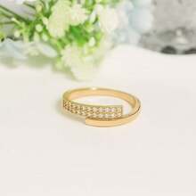 Modern Minimalist Women's Ring, 18K Gold Plated And 925 Silver, Studded With Shiny Zirconias And Elegant Design - #16 - 查看 5