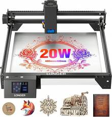 LONGER Laser Engraver Ray5 10W, 60W DIY Laser Cutter And Laser Engraving Machine With 3.5" Touch Screen,0.06mm Laser Spot 10000mm/Min, Offline Usage CNC Laser Engravers For Wood Metal Acrylic Glass