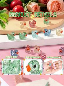 100pcs Mini Glittery Resin Duck Sculptures | Multicolor Handcrafted Garden Ornaments For DIY, Bonsai, Aquarium & Room Decor, Perfect Holiday Gift | Whimsical Duck Design, Glossy Resin Material, No Electricity Needed