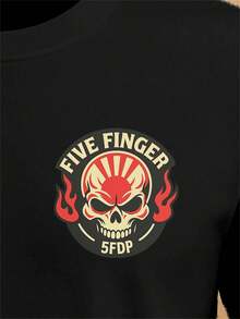 PLUS SIZE Five Finger Death Punch 5FDP Fashion Print T-Shirt , Men's 220g New Summer Sports Fashion Printed Pure Cotton Short-Sleeved T-Shirt(1 PC)