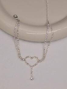 Fashionable Versatile Beaded Anklet, Sexy Crystal Heart Tassel Anklet