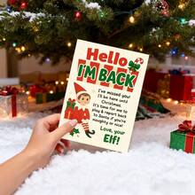 1/2pcs Festive Elf Card With "I'm Back, I Missed You" |Sweet Christmas Elf Greeting: I'm Back & Thinking Of You – Great For Holiday Wishes, Birthdays & Festive Decor|Christmas Elf Greeting Card: I'm Back & I Missed You – Perfect For Holidays, Parties, Wishes & Birthdays - Multicolor - View 1