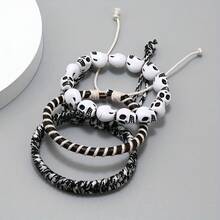 Set de brățări în stil vintage, set personalizat de combinații hip hop cu cap de craniu, bijuterii bărbătești, set de brățări din lut moale