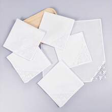 Bộ 3 khăn tay ren trắng tinh khiết, thích hợp cho mùa cưới, có thể tặng bạn bè hoặc mẹ, kích thước 28cm/11 inch, rất nhẹ. - trắng - Xem 3