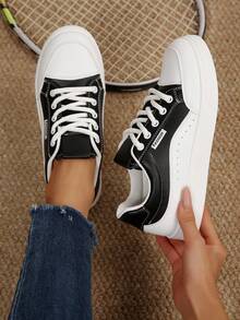 Tênis Branco com Sola Grossa e Elevada para Mulheres, Sapatos de Lona Casuais, Novos Lançamentos de Primavera/Outono, Estudante, Versátil, Esportivo