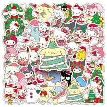 Cartoon 50-100PCS Sanrio Christmas Hello Kitty Kuromi Stickers Notebook Water Cup Mobile Phone Shell Refrigerator Luggage Stickers Gift Sticker