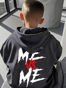 Tween Boy Thermal Lined Hooded Sweatshirt, Warm Long Sleeve Top For Kids, Youth Street/Casual/Stylish/Daily/Sports/Fashion/School Wear, Suitable For Autumn/Winter - Dark Grey - View 4
