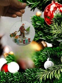 3pcs/1 Piece, 8cm/3.2 Inches Round Acrylic Christmas Tree Decoration, Christmas Gorilla Gift, Christmas Hanging Gift, Christmas Decoration Supplies, Home Decoration, Holiday Decoration, Room Decoration, Christmas(Lanyuan Comes With) - Multicolor - View 9
