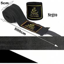 QWTG Cinta Boxeo Vendas de Mano, Largas 5, Elasticas Endas de Mano Profesionales para Protección de Muñecas y Nudillos, Vendas de Mano para Boxeadores, Kickboxing, Muay Thai y. - Negro - Ver 5