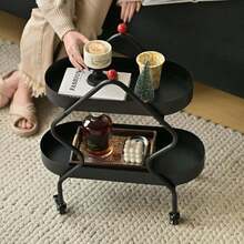 Mesa auxiliar con forma de árbol de Navidad de lujo, estantería de doble capa, mesa auxiliar pequeña y móvil, verde y negro, decoración del hogar, sala de estar, mesa lateral del sofá, mesita de noche, mesa de balcón, mini mesa de té con estantes dobles