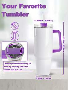 40 Oz Tumbler With Handle And Straw, 100% Leakproof Insulated Tumbler With Lid And Flexible SoftSip Straw, Cup Holder Friendly Insulated Stainless Steel Travel Mug For Iced Coffee, Tea, Hot And Cold Drink - Tay cầm màu trắng + tím - Xem 4