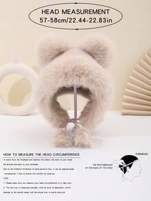 1pc Cute Ear Plush Hat, 3D Bear Ear Design With Playful Pom Pom. Sweet & Adorable, Warm & Comfortable, Suitable For Daily Wear, Commuting, Gatherings With Friends, Holiday Occasions As Autumn/Winter Decorative Hat To Add Cute Elements To Your Outfit, Youthful & Energetic Design