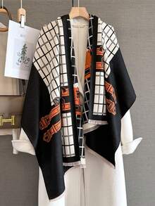 1pc 2025 Autumn/Winter New Plaid Horse Jacquard Scarf For Women, Office Shawl, High-End Versatile Warm Neck Wrap - Multicolor - View 6