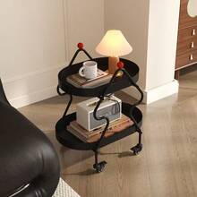 Mesa auxiliar con forma de árbol de Navidad de lujo, estantería de doble capa, mesa auxiliar pequeña y móvil, verde y negro, decoración del hogar, sala de estar, mesa lateral del sofá, mesita de noche, mesa de balcón, mini mesa de té con estantes dobles