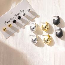 12 件/套时尚简约水滴耳钉首饰套装，时尚派对礼物 - 彩色 - 查看 4