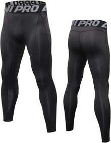 TendenciaPantalones de compresión para Hombre, Leggings Deportivos de Entrenamiento Bolsillo/sin BolsilloCalidad premium - Negro - Ver 3