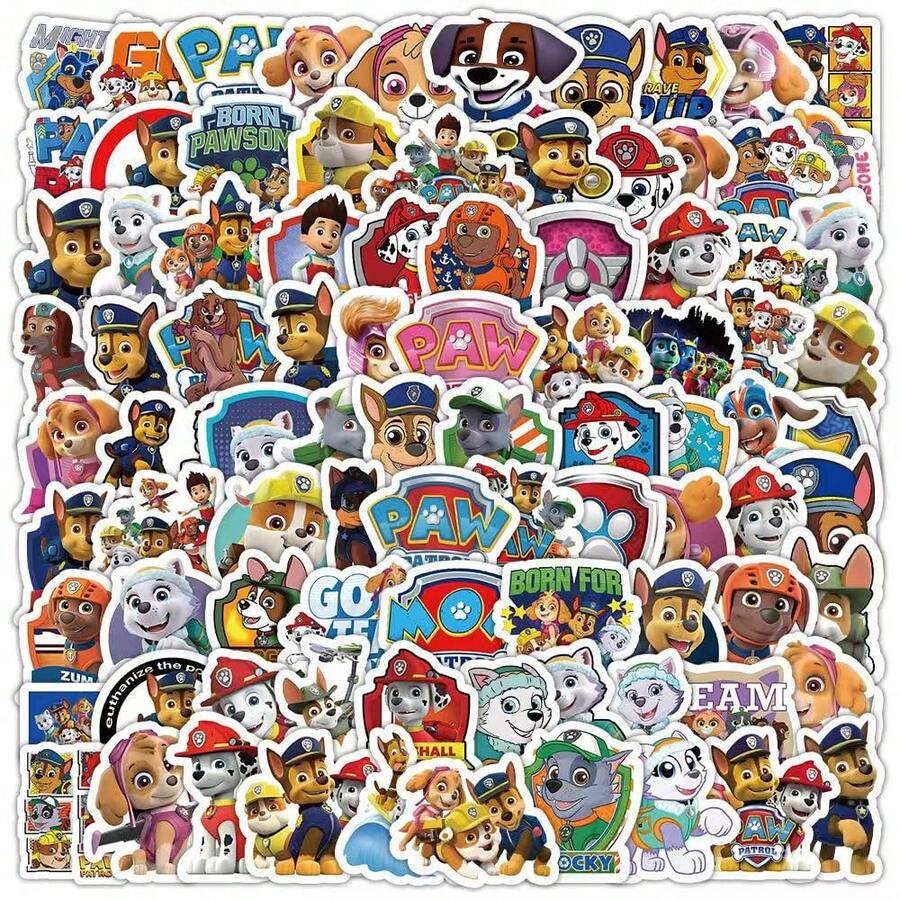 Paw Patrol Paw Patrol: 100 Pieces/Set Paw Patrol Anime Large-Size Stickers - Cool Classic Toy Stickers For Skateboards, Refrigerators, Guitars, Laptops, Motorcycles And Travel Wall Decor Room Decor Wall Stickers Wall Sticker Home Decor