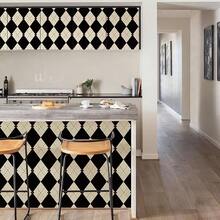 Retro Checkered Peel And Stick Wallpaper Black And White Wallpaper Vintage Plaid British Geometric Wall Paper Bathroom Kitchen Cabinet Contact Paper 17.3x78 - 17.3 英吋 x 78 英吋 + 黑色/白色 - 查看 7