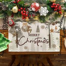 1/4/6 pezzi Tovaglietta natalizia, tovaglietta con stampa di albero di Natale, fiocco di neve e campana, tovaglietta antiscivolo e isolante per tavolo da festa natalizia, decorazione per feste, ristoranti e cucina, regalo di Natale raffinato
