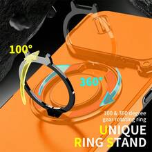 Compatible With Iphone 17 Pro Max 16E 16 15 14 13 12 11 Pro Max Case Shockproof Armor Slide Magnetic Casing Compatible With Iphone 16promax 16pro 16Plus 17Pro 17Air 13Promax Ring Back Cover - Orange - View 4
