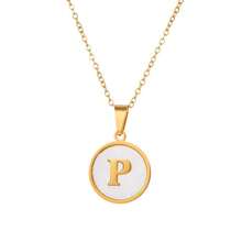 1 件优雅不锈钢字母吊坠项链，26 个字母可选，圆形字母吊坠项链，防水锁骨链，适合女性日常佩戴 - 圓形 - 查看 34