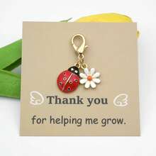 1pc Ladybug Keychain With "Thank You For Helping Me Grow" Motivational Message, Encouragement Gift, Cute Friendship Gift, Valentine's Day Decor, Back To School Gift - 1 - View 3