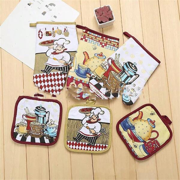 Nuovo set da 2 pezzi di guanti isolanti e tappetino per forno a microonde, guanti resistenti al calore e tappetino per forno, forniture creative per la cucina